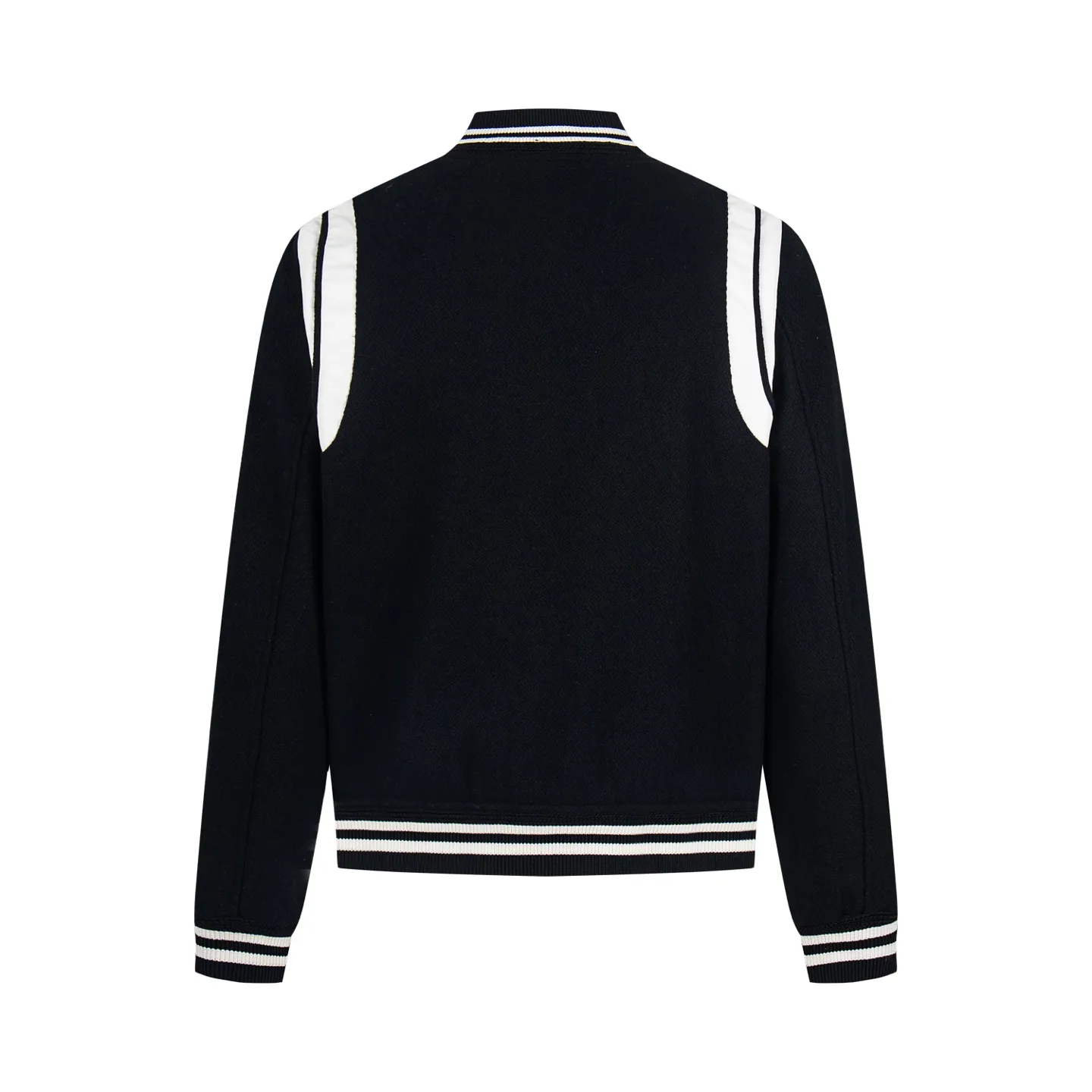 P480 high version in stock, all sizes Saint Laurent Paris slp classic leather patchwork black and white baseball collar jacket, original version 1:1 to develop the highest version on the Internet. It took 2 months to customize pure wool fabric and jacquard ribbing (ordinary machines cannot achieve this jacquard effect), the version is super handsome, and the patchwork position is very particular about parking technology. Whether the whole dress is good or not depends on the position 46-48-50-52